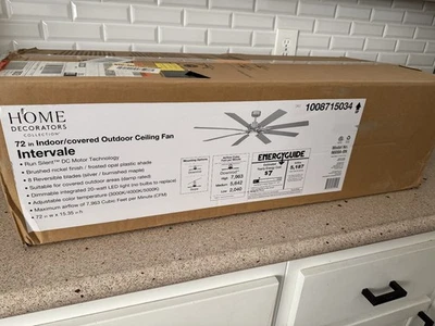 HDC Intervale 72 in. Indoor/Outdoor Brushed Nickel Windmill Ceiling Fan w/Remote - Image 1 of 2