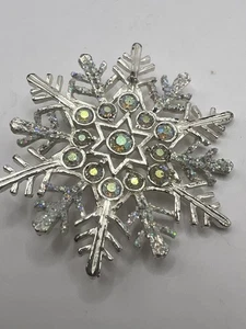 Vintage Holiday Christmas Avon Winter Snowflake Brooch Pin AB Rhinestones 2” - Picture 1 of 6