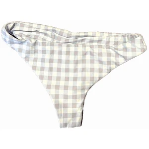Swim Bottoms Medium Women's White and Blue Bikinis plaid gray scrunched bottom - Picture 1 of 2