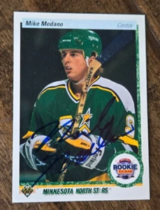 1990-91 UPPER DECK SIGNED ALL ROOKIE TEAM CARD MIKE MODANO NORTH STARS WINGS 346 - Picture 1 of 1