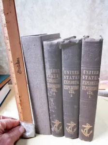 4Vols,U.S. EXPLORING EXPEDITION 1838-1842,1845,Charles Wilkes USN,Illustrated - Picture 1 of 9