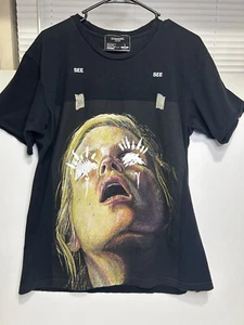 DOMREBEL T-shirt Blind Woman "SEE" Large Distressed Style Collar Double Sided - Picture 1 of 4