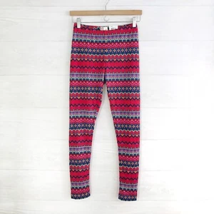 NWT So Kohl’s - Red multicolor geometric zig zag stripe Holiday leggings, S - Picture 1 of 3