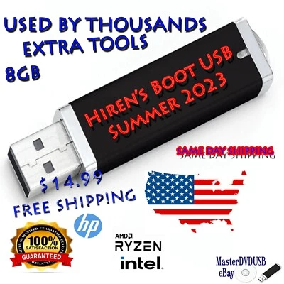 Hiren’s BOOT USB 2023 With Extra Tools 8GB Best Value on eBay FAST SHIPPING USA - Image 1 of 4
