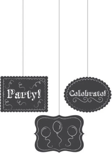 Chalkboard Hanging Cutouts Party Celebrate Balloons Birthday Grad Retirement - Image 1 of 1