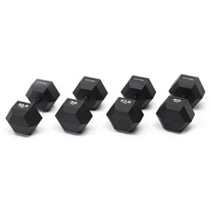Diamond Set 4 Coppie Manubri Gommati Esagonali 32,5-40Kg Impugnatura Brunita Ner - Foto 1 di 3