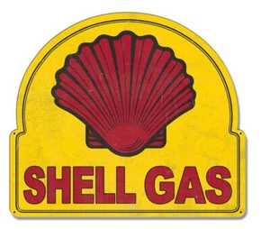 SHELL GAS OVAL SQUARE CLAM 22" HEAVY DUTY USA MADE METAL AGED ADVERTISING SIGN - Picture 1 of 1