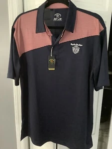 Camicia da golf uomo Monterey Club taglia L blu nuova con etichetta con traspirazione rossa e bianca - Foto 1 di 9