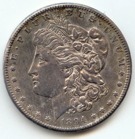 1894-S Morgan Silver Dollar, Lustrous and Original AU-Unc Cover
