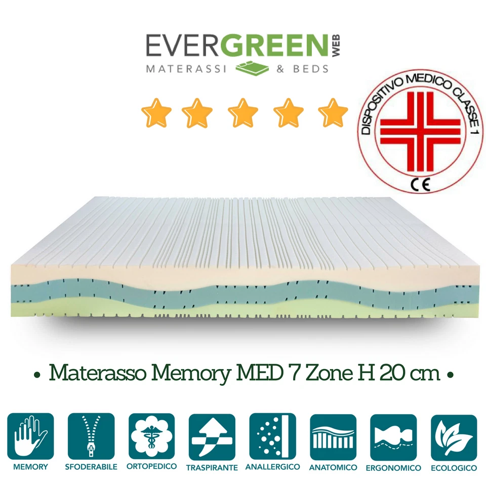 MATERASSO MEMORY FOAM PER LETTO MATRIMONIALE DISPOSITIVO MEDICO CERVICALE FLEX - Immagine 1 di 1