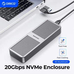 ORICO M.2 NVMe SSD Enclosure 20Gbps USB C Adapter Full Aluminum PCI-E M-Key - Afbeelding 1 van 7