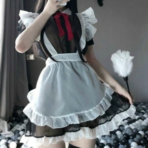 Mujeres Lolita Camarera Disfraz Criada Conjunto Malla Vestido Volantes Juegos con disfraces Lencería - Imagen 1 de 8
