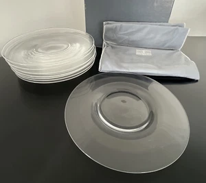 Steuben Clear Glass Set of (8) 8.5” Plates Signed Mint with Box - Picture 1 of 4