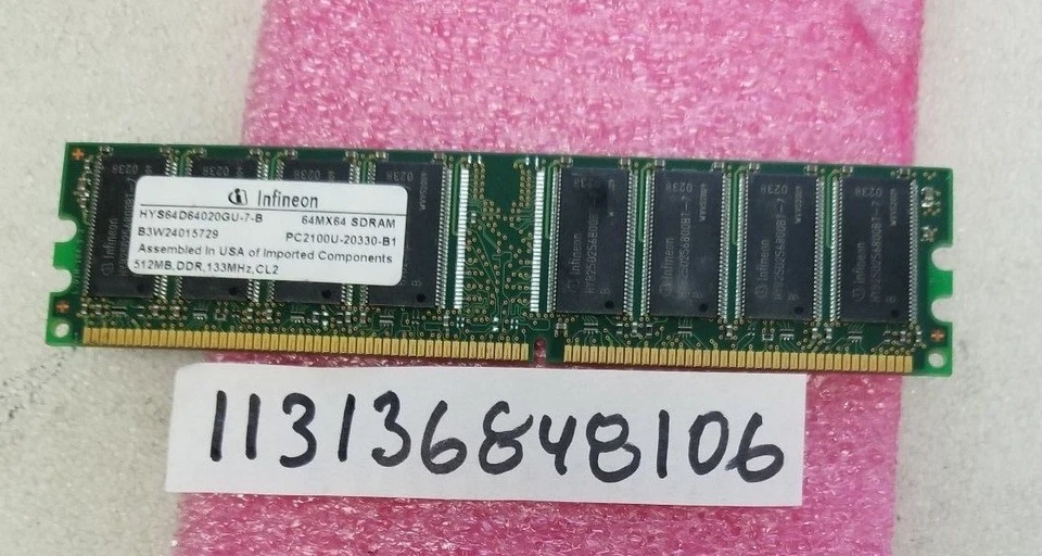 512MB DDR266 DDR1 266 PC2100 PC 2100 PC RAM 184PIN NON-ECC  DUAL RANK  16CHIPS  - Image 1 of 1