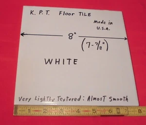 1 pc. Bright White Ceramic Floor Tile: 8" X 8" Smooth, Made USA by K.P.T. NEW - Picture 1 of 20