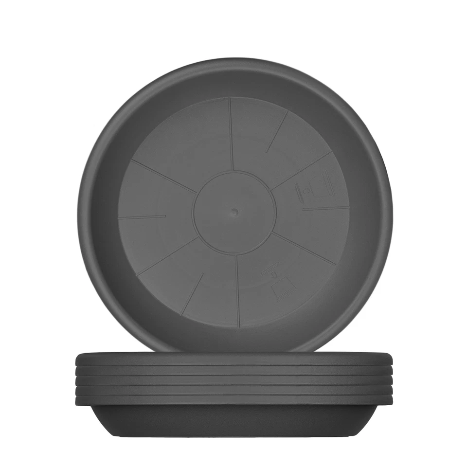 BIGDEAN 6x Blumentopf Untersetzer Blumenuntersetzer 34cm rund anthrazit für Pflanzkübel