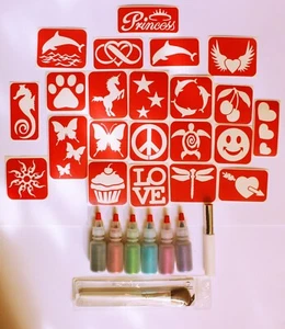 Maybel's Glitter Tattoos - Girls Kit 100 stencil pack - Picture 1 of 1