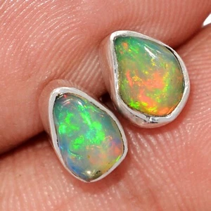 Natural Ethiopian Opal Polish Rough 925 Silver Earrings Stud Jewelry CE50514 - Picture 1 of 1