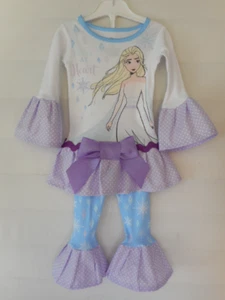 Disney Frozen II Anna Pajama Outfit Set with Handmade Ruffles Toddler Girls - Picture 1 of 3