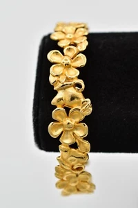 Givenchy Vintage Blume Schmetterling Armreif Armband Grob Gebürstet Gold Signiert Bn6 - Bild 1 von 12