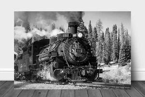 Train Metal Print: Colorado Black and White Railroad Locomotive Railfan Wall Art - Picture 1 of 5