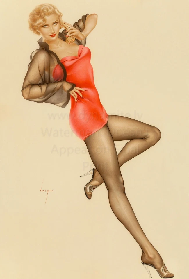 ALBERTO VARGAS Pin-up Art Poster or Canvas Print "Portrait of Carole Ohmart" #66 - Image 1 of 1
