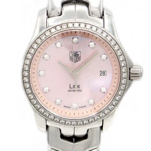 TAG Heuer Link Diamond Bezel WJF131E 11PD 200m Pink MOP SS Women Quartz - Picture 1 of 5