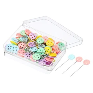 100pcs Sewing Pins, Flat Button Head Straight Quilting Pin, Multicolor - Picture 1 of 5
