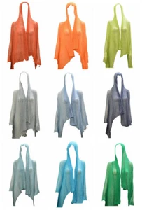 BOHO KNIT SHRUG CROCHET MESH HOOD CARDIGAN CHIC FRONT KNOT WRAP TOP ONE SIZE - Picture 1 of 66