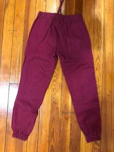 Retro Stitch New York Jogger Pants Burgundy Cotton Blend Size 10 - Picture 1 of 4