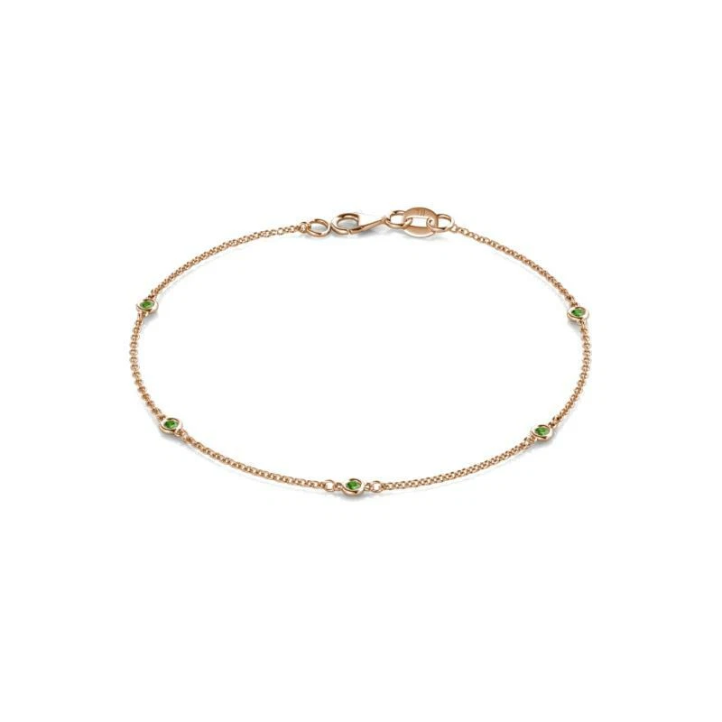5 Stone Green Garnet Womens Station Bracelet 1/5 ctw 14K Gold JP: 26069 - Image 1 of 1