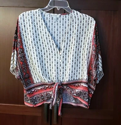 Blusa Top Neiman Marcus Ligera M Corbata Frontal *LN* EE. UU. 100 % Rayón  Foto 1 de 4