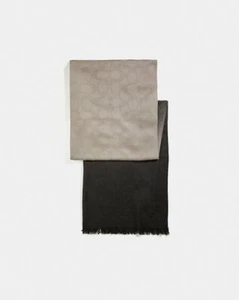 NWT! Coach F56159 70% Wool and 30% Silk Ombre Signature Wrap in Black / Beige - Picture 1 of 10