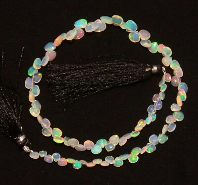 Natural Ethiopian Fire Opal Gem 5 to 8mm Size Faceted Heart Shape Briolette 14" - Image 1 of 4