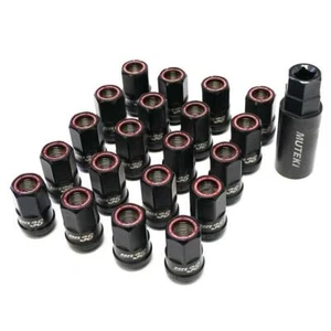 MUTEKI HR38 WHEEL LUGS 12X1.5 BLACK RED RING FOR CIVIC INTEGRA RSX TSX ACCORD - Picture 1 of 1