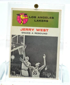 Collectible 1961 Fleer Jerry West "Snags a Rebound" Basketball Trading Card (66) - Picture 1 of 3
