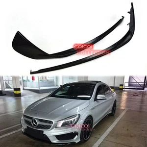 Glossy Black BENZ 13~16 W117 CLA-class sport Sedan front splitter 2pcs flaps ◎ - Foto 1 di 1
