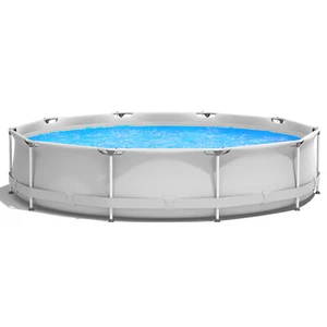 Patio Frame Pool Round Above Ground Swimming Pool W/ Pool Cover Iron Frame - Picture 1 of 8
