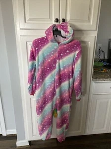 Girl Purple Rainbow Unicorn Jumpsuit Hoodie Size Medium 9-10 New - Picture 1 of 8