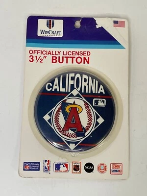 Vintage California Angels Baseball Wincraft 3 1/2" Pinback Button New In Package - Image 1 of 3