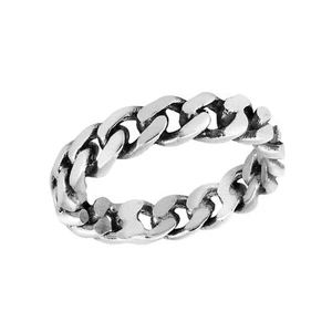 Classic Curb Link Chain Sterling Silver Ring-9 - Picture 1 of 5