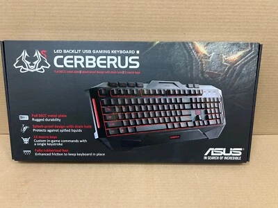 ASUS CERBERUS LED BACKLIT USB GAMING KEYBOARD 90YH00R1-B2ZA00 - Image 1 of 4