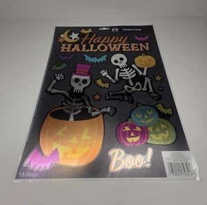 Halloween Window Clings Decals Pumpkin & Skeletos Bats Window Stickers New - Picture 1 of 1