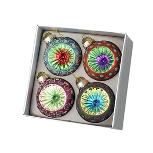 Set of Four Colourful Traditional Baubles with Vintage Design by Heaven Sends - Picture 1 of 1