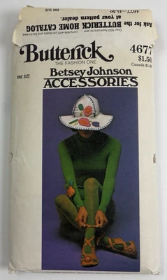 VTG Betsey Johnson Accessories Pattern Butterick 4677: Hat, Shoes, Purse, Shawl - Image 1 of 4