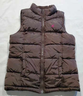 Old Navy Girls Brown Puffer Vest Size Large Insulated Fleece Lined - Image 1 of 4