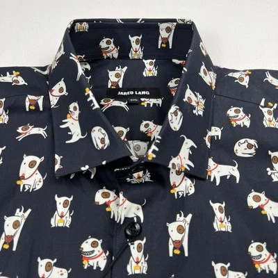 Jared Lang Shirt Mens 2XL XXL Black Spud Mackenzie Dog Casual Fun Whimsical NEW - Image 1 of 4