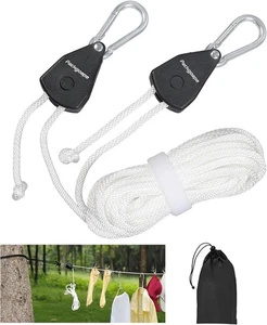 Retractable Travel Clothesline, Portable Clothes Line with Heavy Duty Pulleys &  - Foto 1 di 6