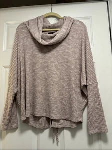 Ariella Sweater Top Women S Oversized Light Cowl Neck Lace up Grommet Back Soft - Picture 1 of 3