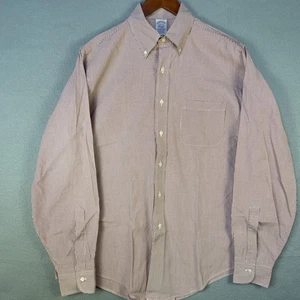 VTG Brooks Brothers Dress Shirt 15.5-5 Red White Striped Business Made in USA - Picture 1 of 6